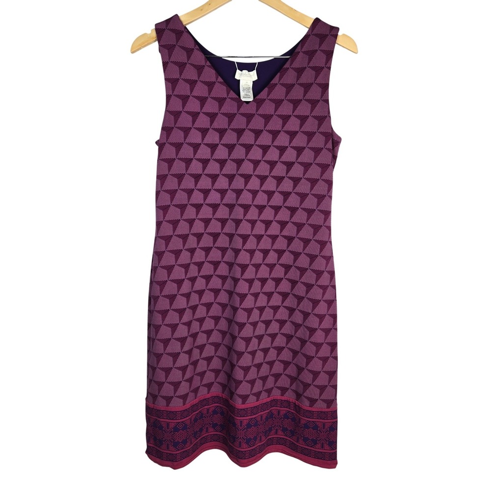 Magnolia Grace Perissa Reversible Knit Dress Purple Geometric Sleeveless M